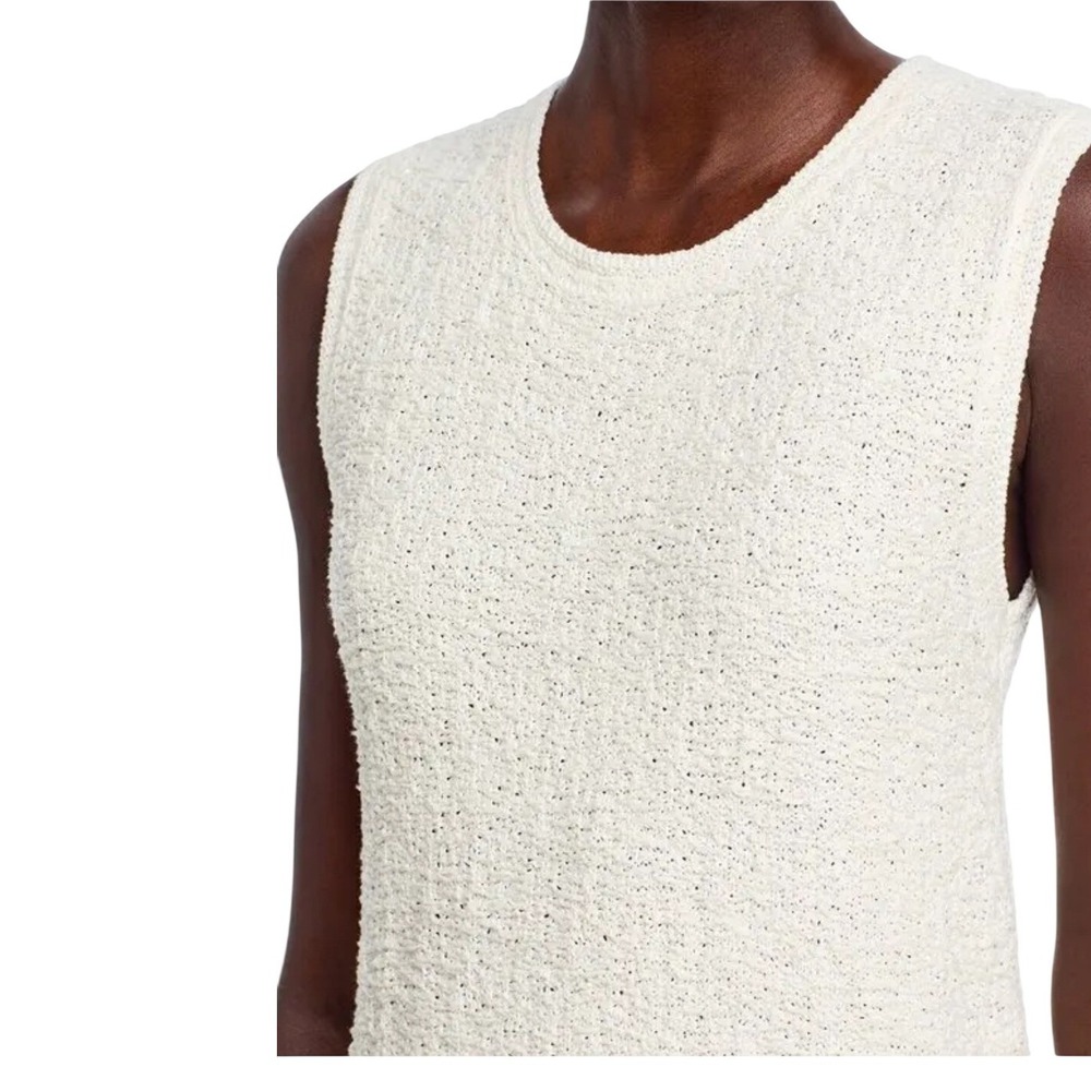 Pendleton Knit Shell Tank Women 1X Coastal Grandma Cream Sleeveless Sweater Vtg